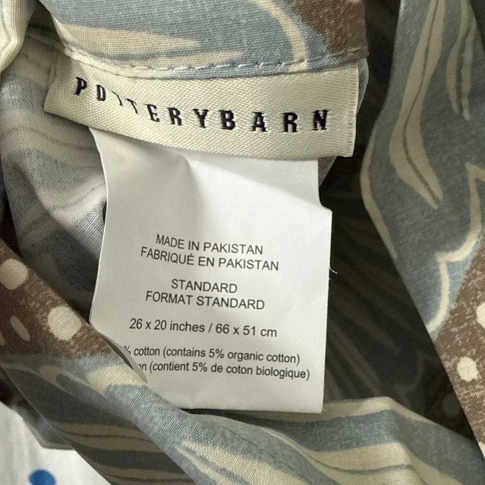 POTTERY BARN Sydney  Standard Sham Blue ‎ Cotton New Without Tags